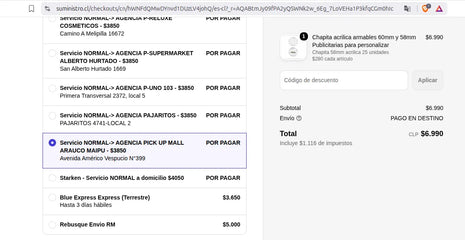 Envio de turbus Agencia en RM por pagar