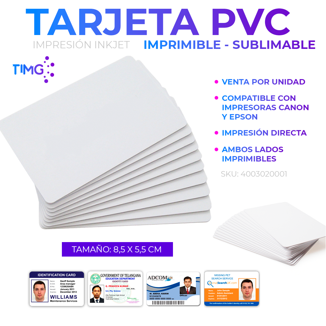 Tarjeta de PVC imprimible y sublimable, ambos lados imprimibles 8,5 x 5,5 cm