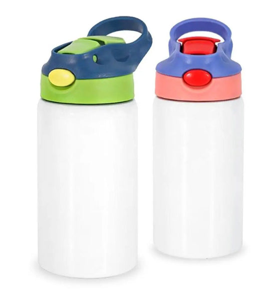 Botella sublimable metálica modelo niños 12oz diferentes colores tapa plástica