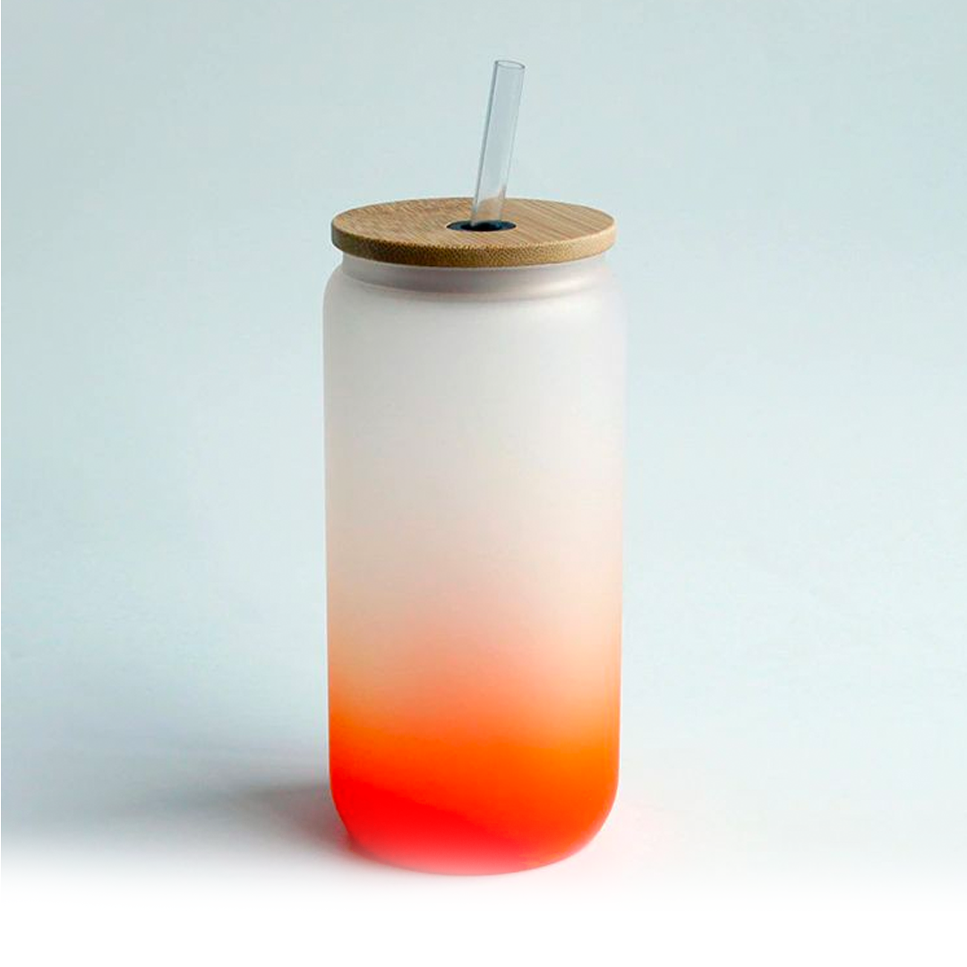 Vasos con bombilla sublimables, satinados gradiente de color, 500ml