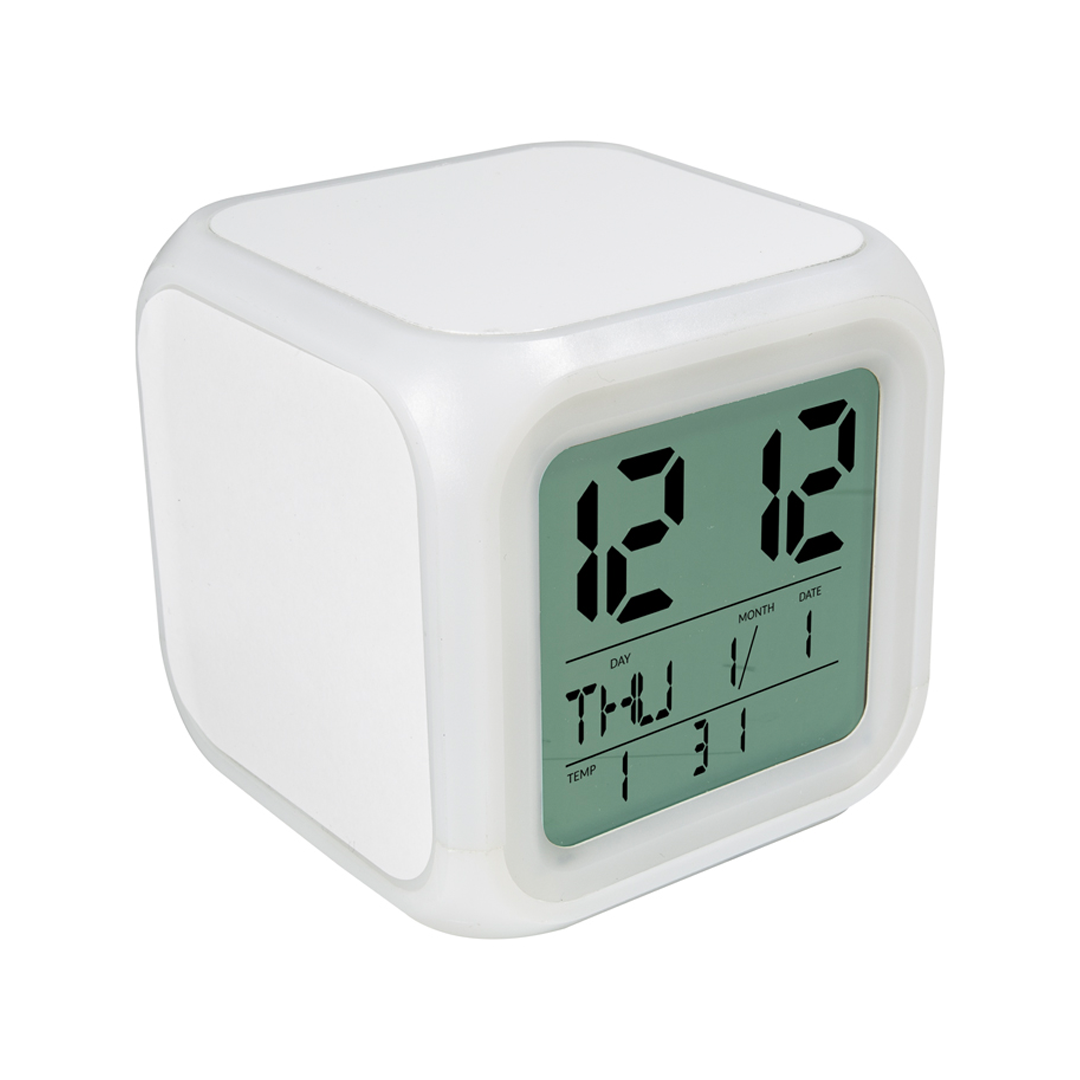 Reloj digital tipo cubo con 3 caras sublimables metálicas