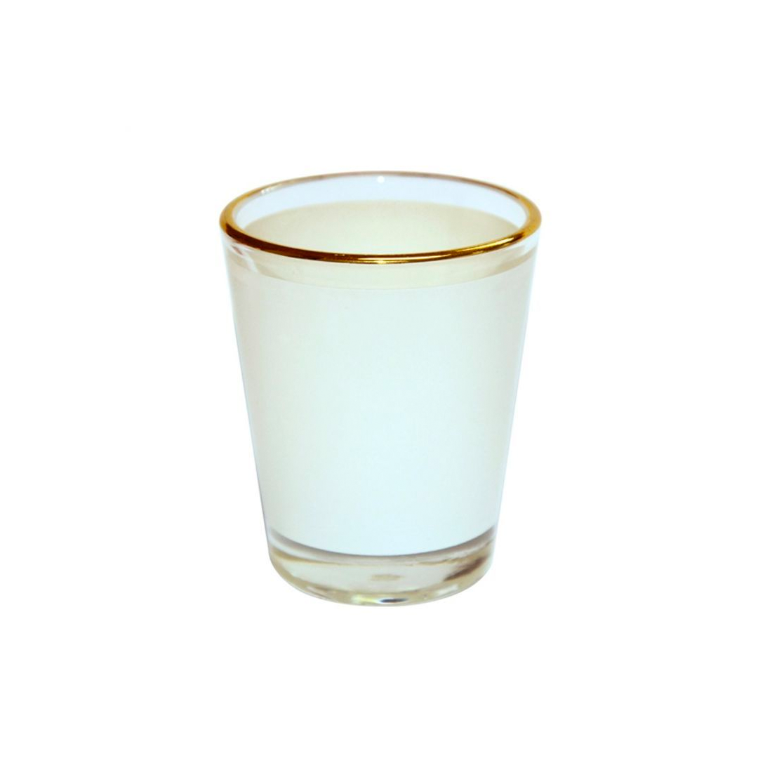 A40 Vaso de tequila pequeño sublimable  borde dorado 1 5oz  vidrio