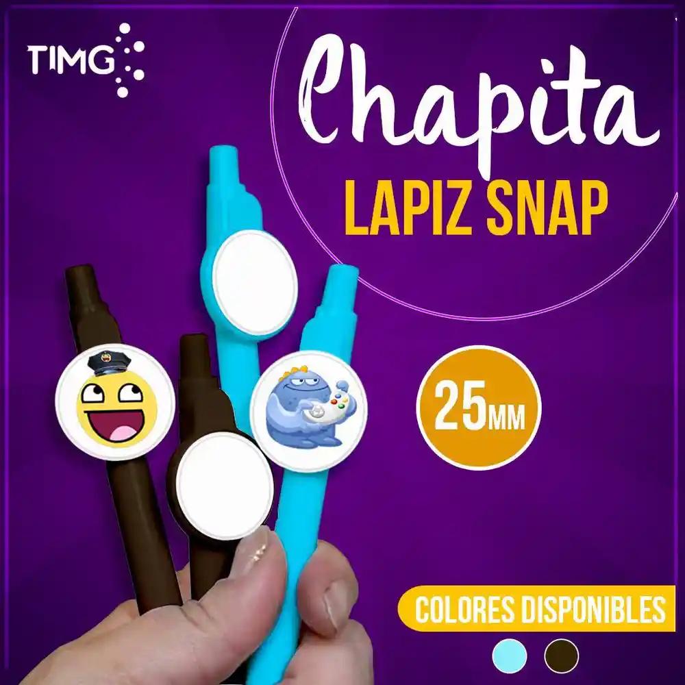 Chapita Lápiz Snap 25mm color celeste - bolsa de 50 unidades