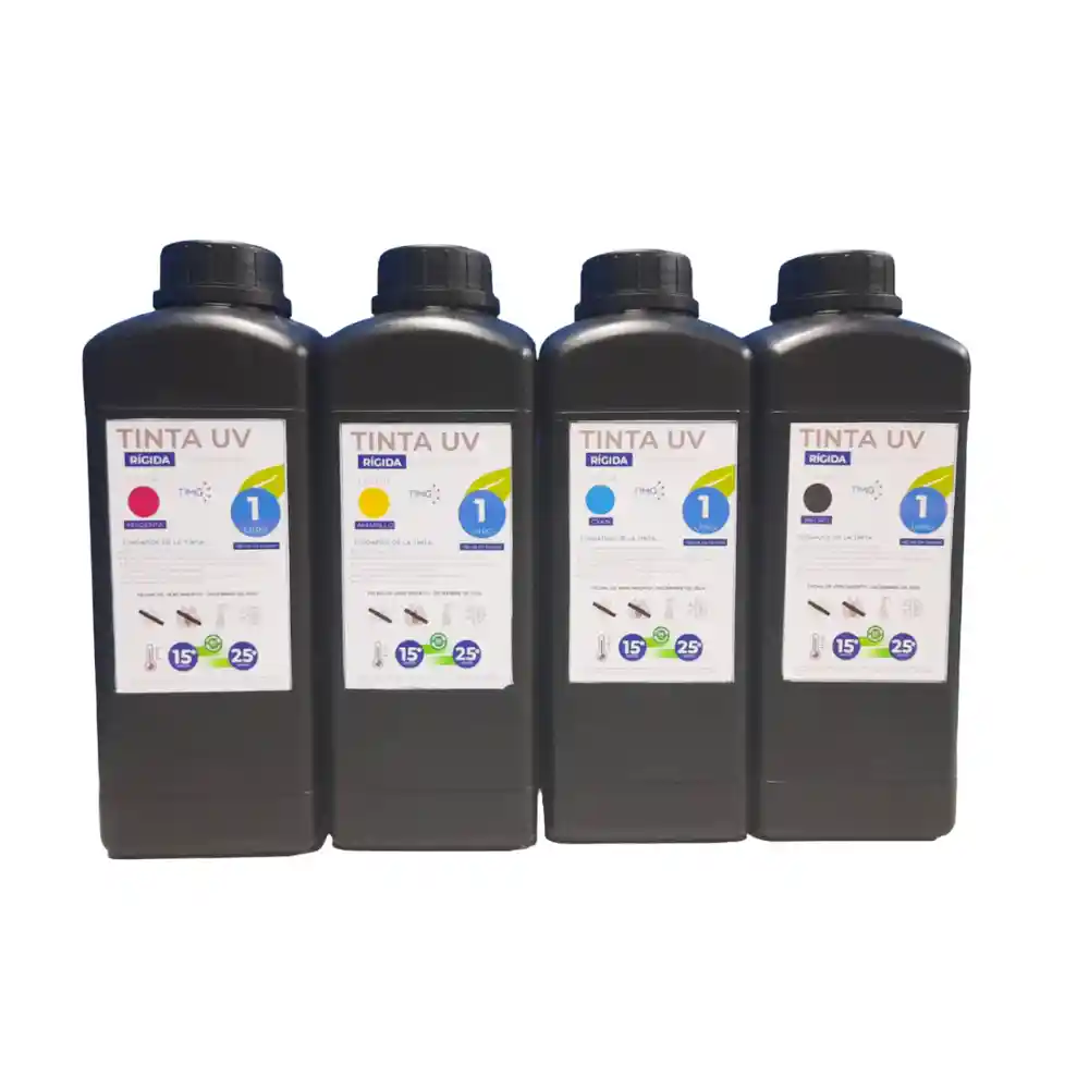 Tinta UV LED 70 - medios rígidos - para Cabezal Epson Dx5 - botella de 1 litro - colores CMYK